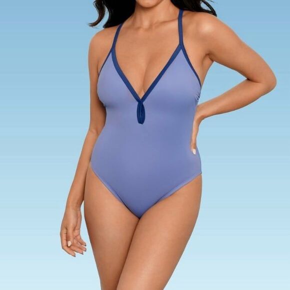 Beach Betty Slimming Control V-Neck One Piece Swimsuit Size M New With Tags - Picture 1 of 6